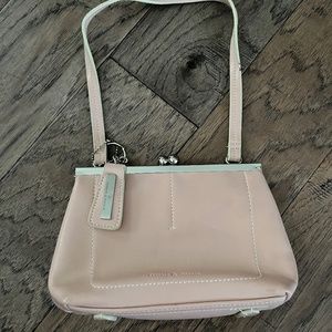 Pink Leather Snap top Handbag